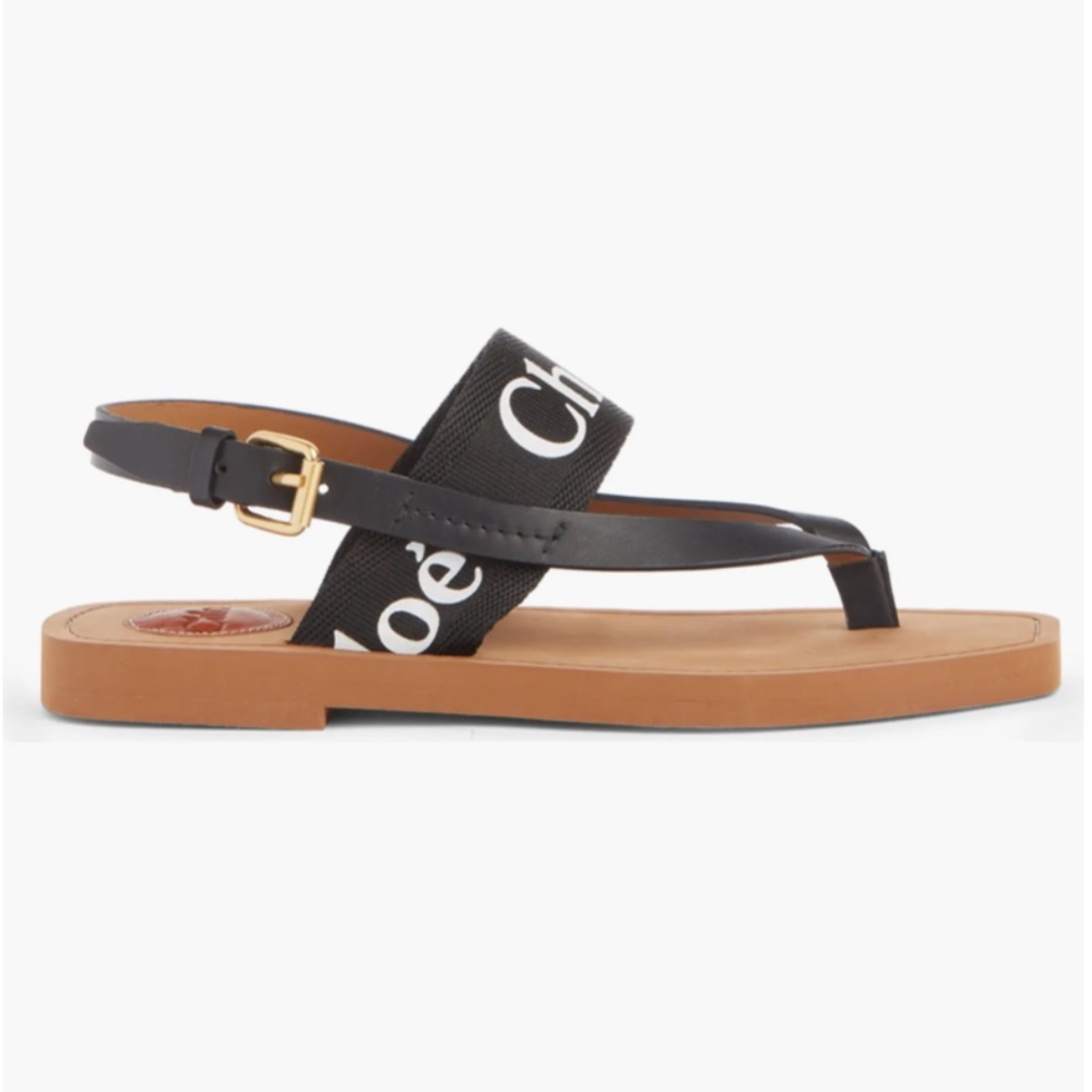NIB $450 CHLOÉ Woody Logo Sandal (Women) in Black - size 40 EU / 10 US! - Picture 3 of 16